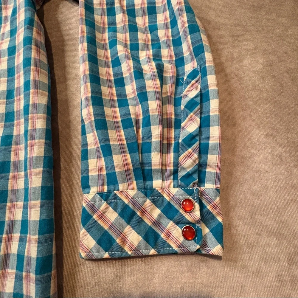 Bit & Bridle Plaid Western Embroidered Pearl Snap Button Down‎ Shirt Size Large